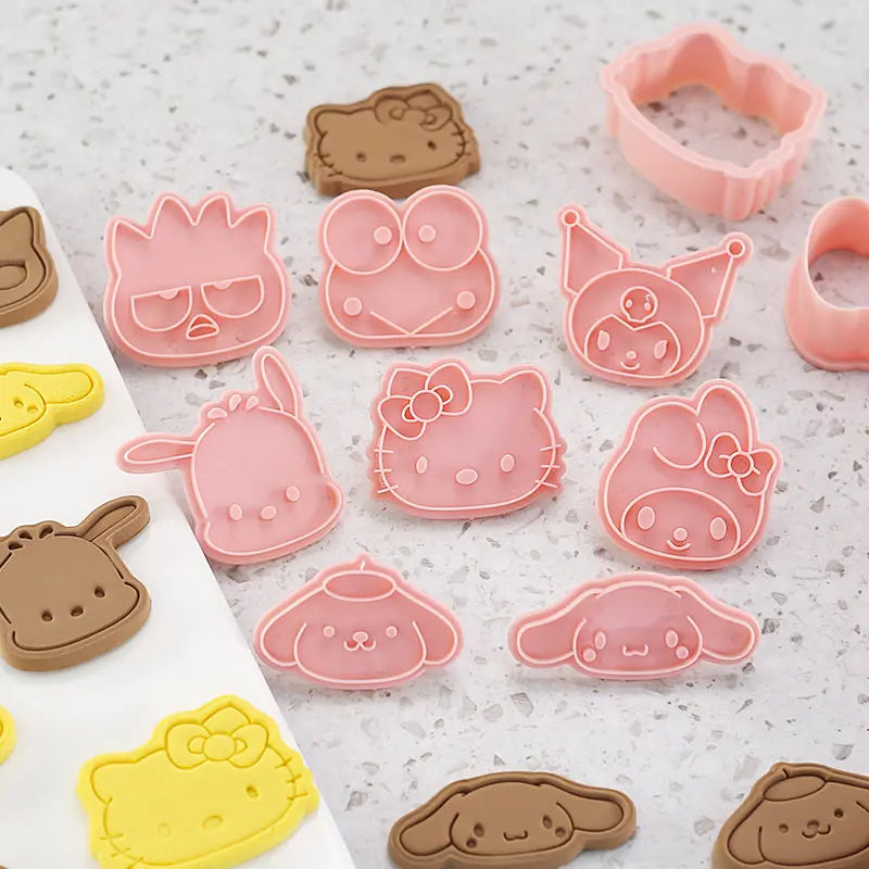 Hello Kitty Cartoon Cookie Cutter Set Sanrio Cute Figure Kuromi Cinnamoroll  Dessert Mold Kitchen Supplies Tools