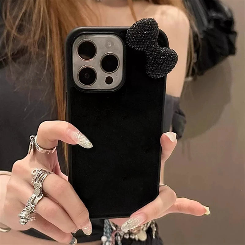 Black Kawaii Glitter 3D Bow Diamand Phone Case