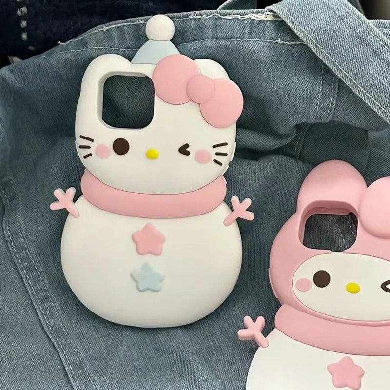 Hello Kitty & My Melody Snowman Phone Case