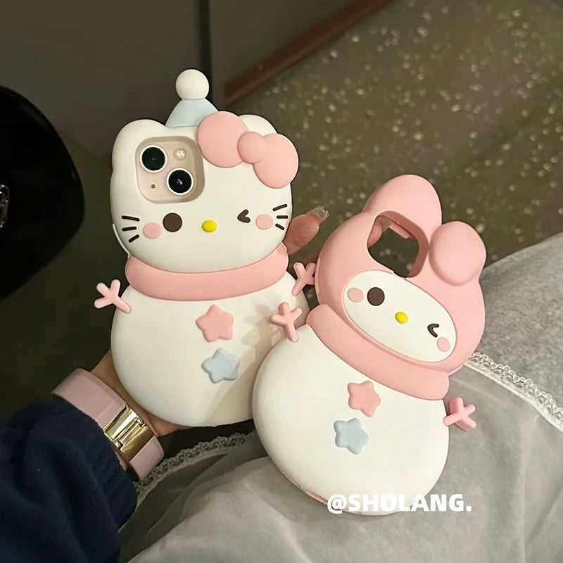 Hello Kitty & My Melody Snowman Phone Case