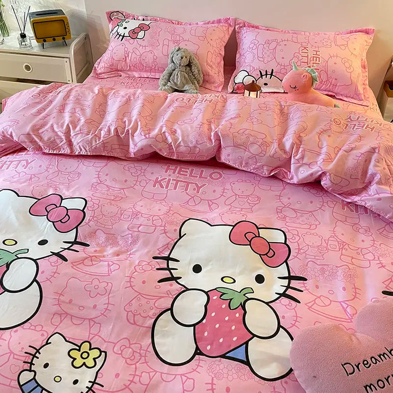 Hello Kitty Queen Size Bed Quilt Set