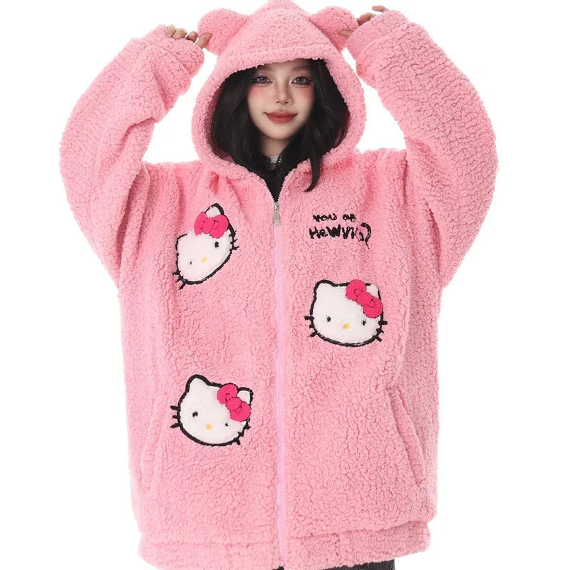 Hello Kitty Oversized Fuzzy Hoodie