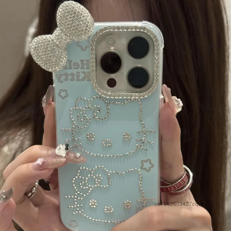 Hello Kitty Blue Rhinestone Phone Case