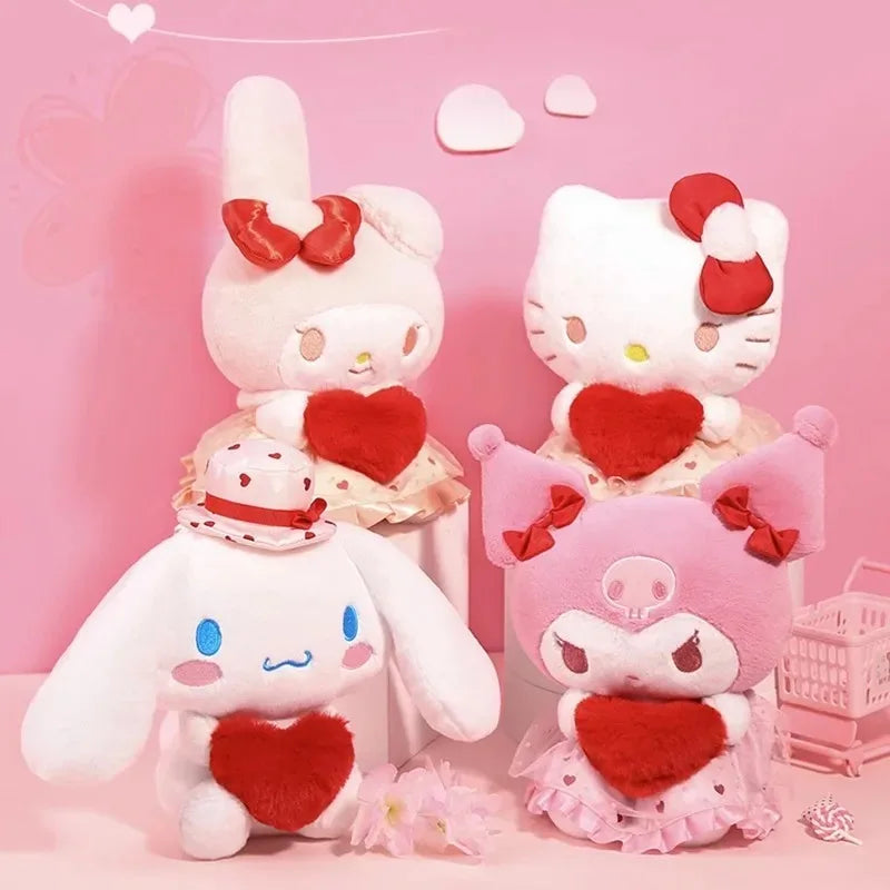 Sanrio Hello Kitty x Kuromi x My Melody x Cinnamoroll Heart Valentines Day Plushies