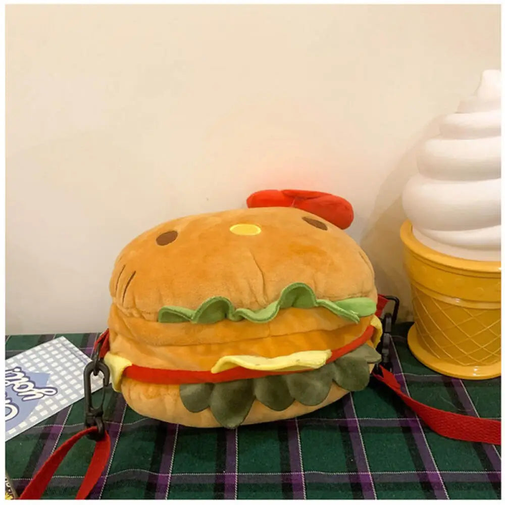 Hello Kitty & Pochacco Hamburger Plush Bag