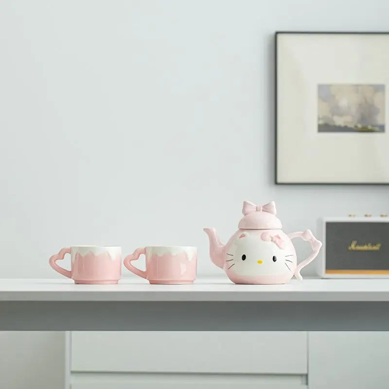 Hello Kitty x Kuromi Kawaii Cute Sprinkle Frosting Drip Tea Cup Set