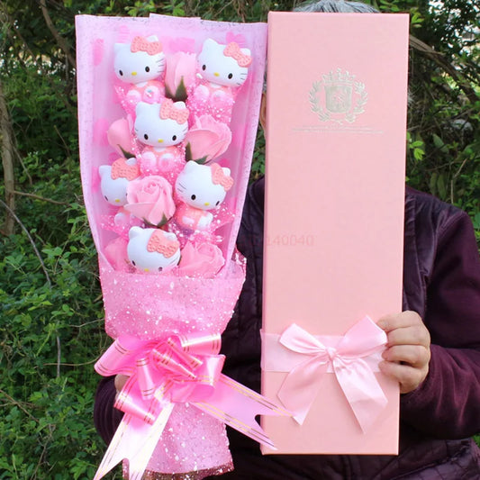 Sanrio Hello Kitty Gift Box Bouquet: Pink, Purple, or Blue