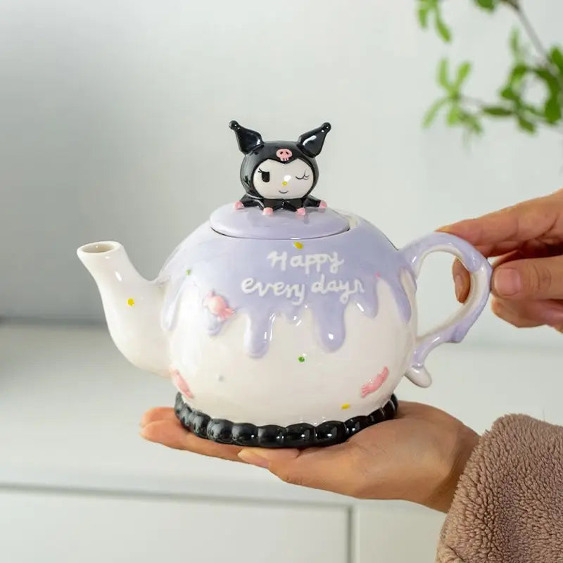 Hello Kitty x Kuromi Kawaii Cute Sprinkle Frosting Drip Tea Cup Set