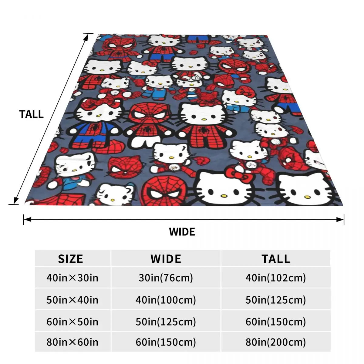 Hello Kitty & Spider Man Plush Blanket