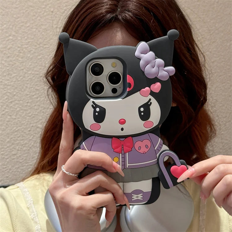 Hello Kitty x Kuromi Kawaii Uniform Silicone Phone Case