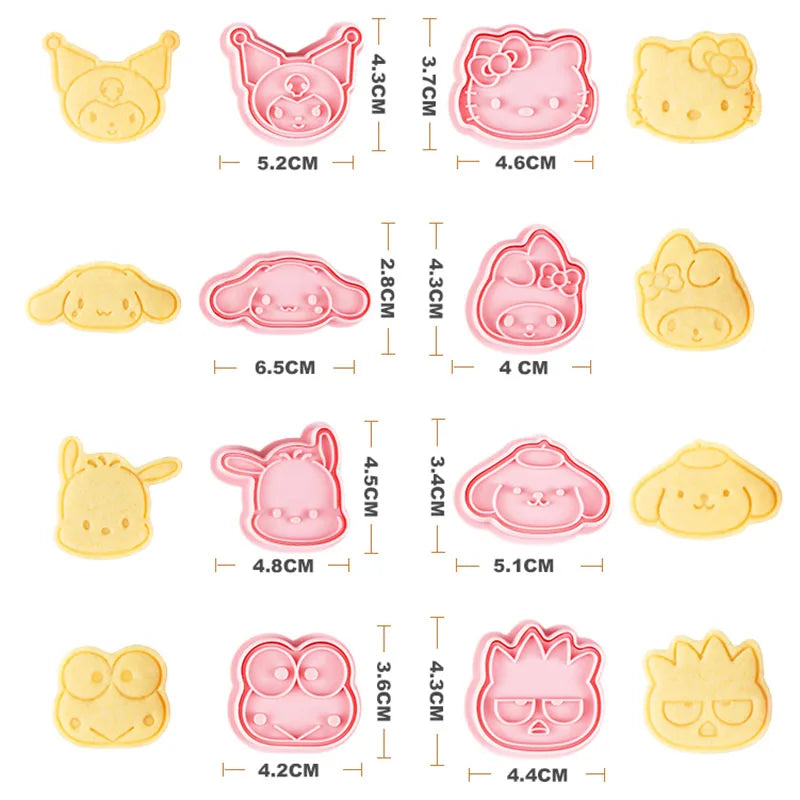 Hello Kitty Cartoon Cookie Cutter Set Sanrio Cute Figure Kuromi Cinnamoroll  Dessert Mold Kitchen Supplies Tools