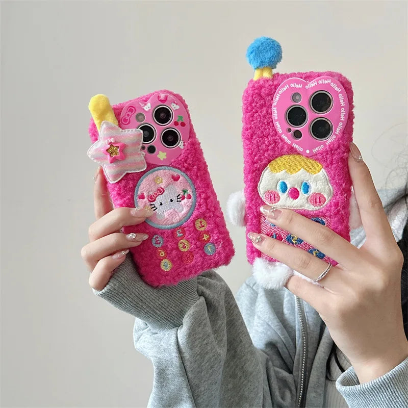 Hello Kitty Cute Plush Embroidered Phone Case