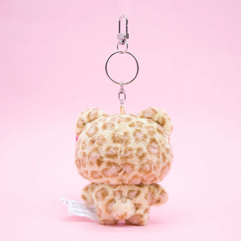 Hello Kitty & Kuromi Kawaii Leopard Animal Print Plush Keychain Pendant