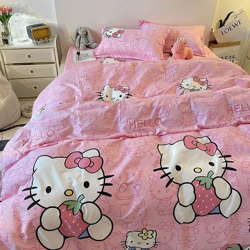 Hello Kitty Queen Size Bed Quilt Set