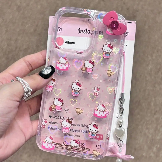 Hello Kitty Clear Pink Heart Phone Case