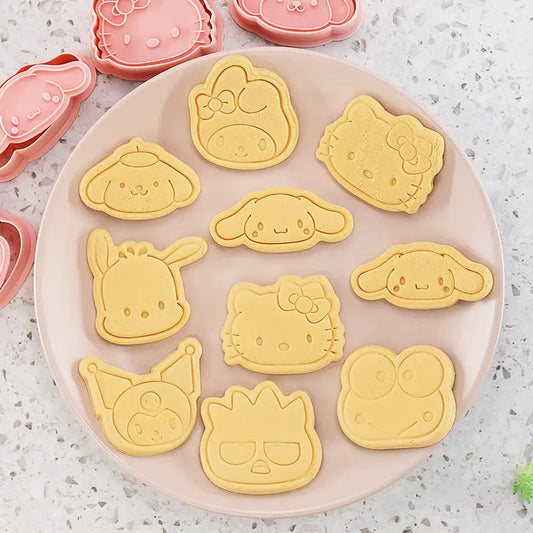 Hello Kitty Cartoon Cookie Cutter Set Sanrio Cute Figure Kuromi Cinnamoroll  Dessert Mold Kitchen Supplies Tools