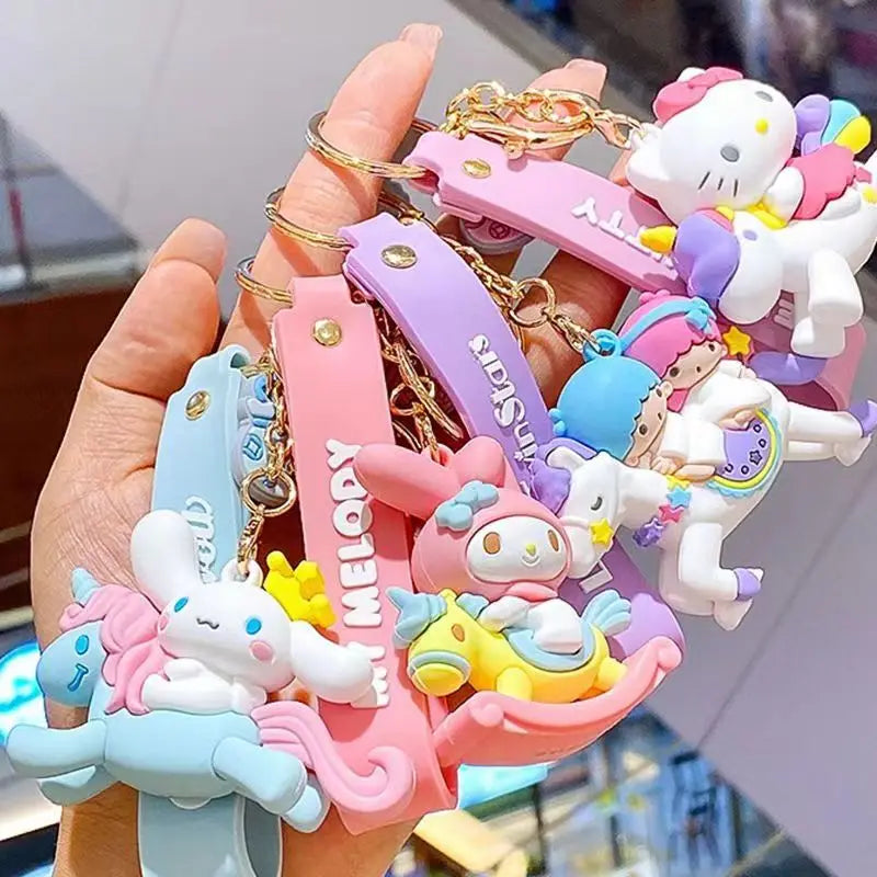 Sanrio Unicorn Kawaii Series Keychain Hello Kitty x My Melody x Cinnamoroll x Little Twin Stars Charms Keychain Pendant