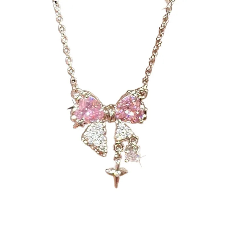 Sweet Pink Bow Necklace