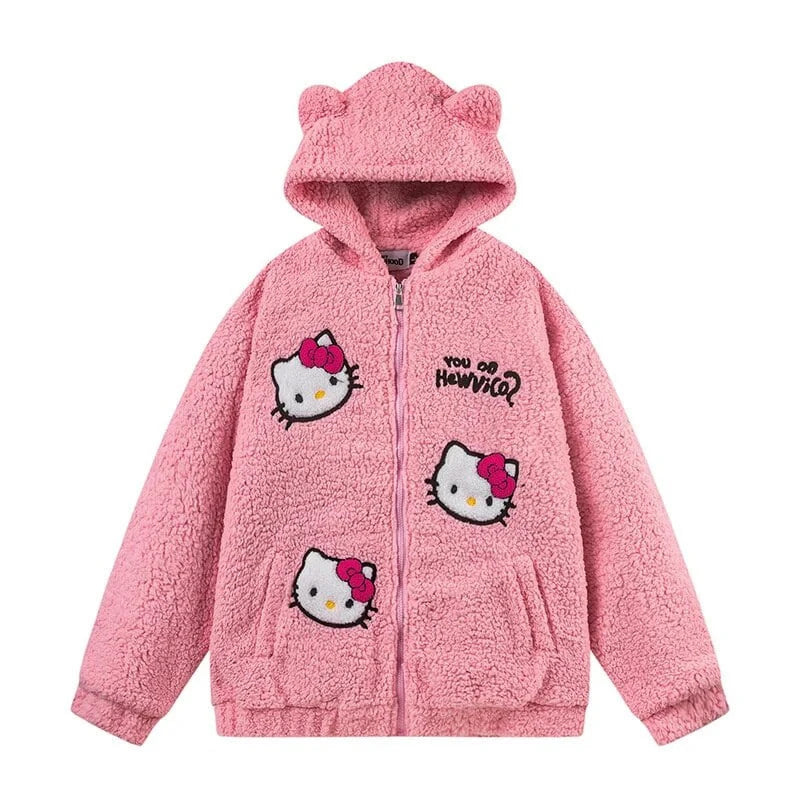 Hello Kitty Oversized Fuzzy Hoodie