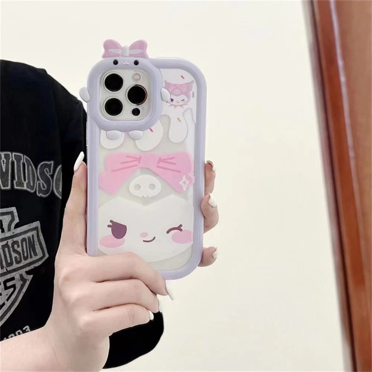 Kuromi Wink Cute Bow Kawaii Purple Pastel Phone Case