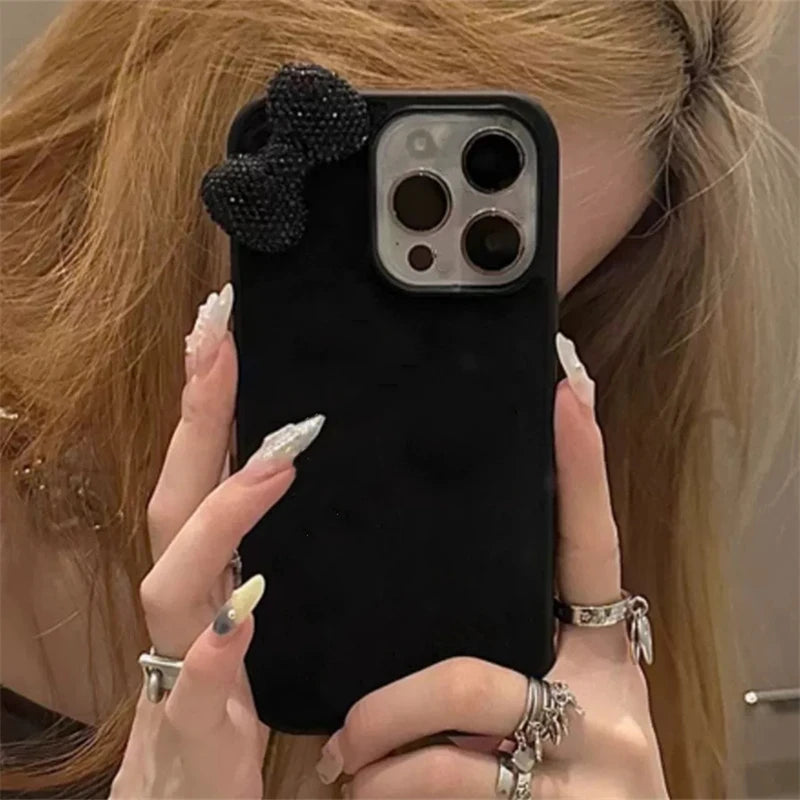 Black Kawaii Glitter 3D Bow Diamand Phone Case