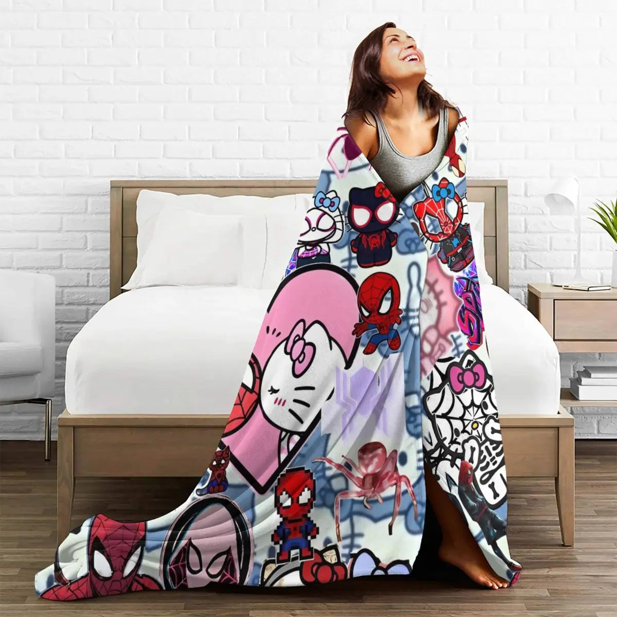 Hello Kitty & Spider Man Blanket