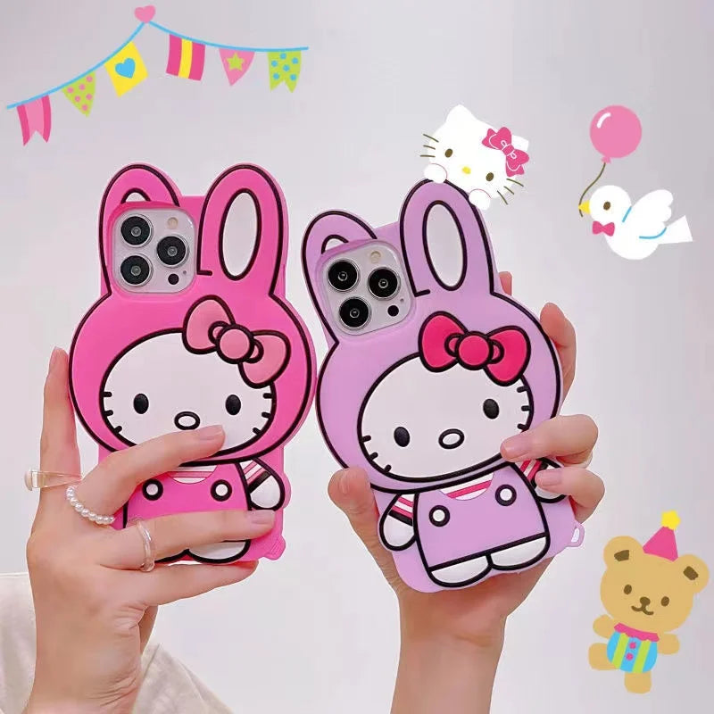 Hello Kitty Bunny Rabbit Shape Silicone Phone Case