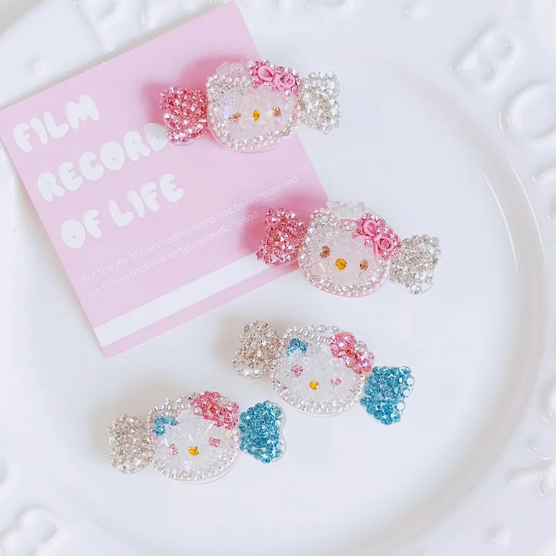 Hello Kitty Sweet Kawaii Candy Rhinestone Diamond Hair Clip Accessory