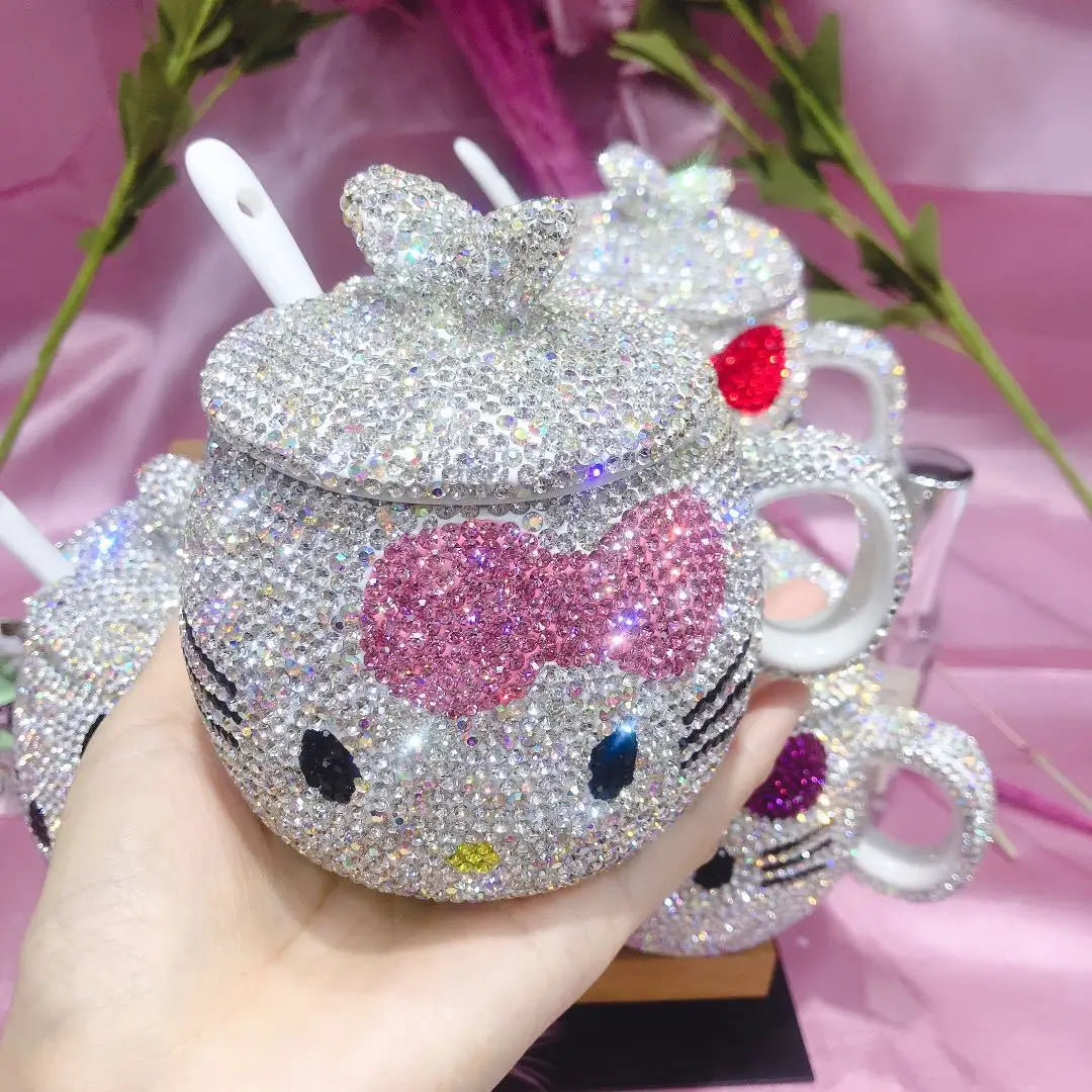 Hello Kitty Rhinestone Diamond Coffee Cup