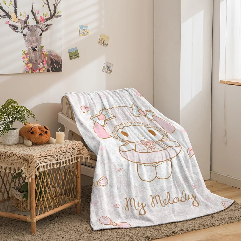 Sanrio My Melody x Kuromi x Hello Kitty Soft Flannel Blanket