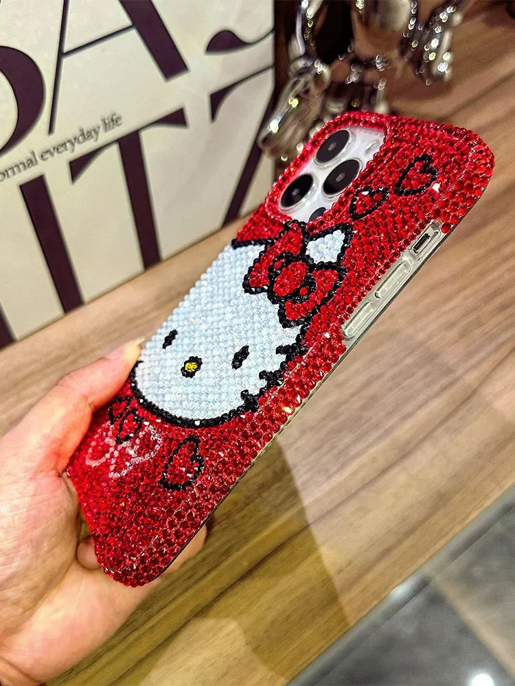 Hello Kitty Red Rhinestone Hearts Phone Case