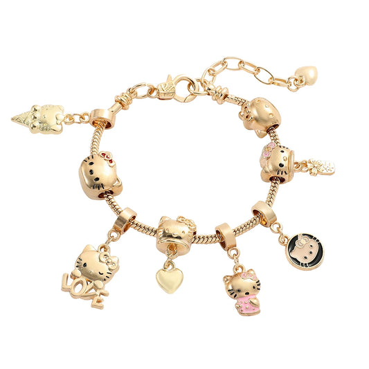 Hello Kitty Gold Charms Bracelets Kawaii