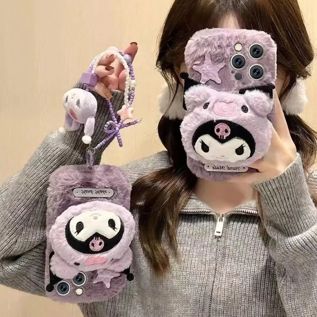 Kuromi Plush Purple Pastel Star Phone Case