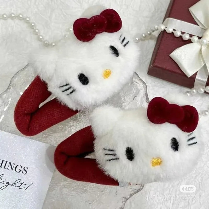 Hello Kitty White Plush Hairpin & Tie Accessory