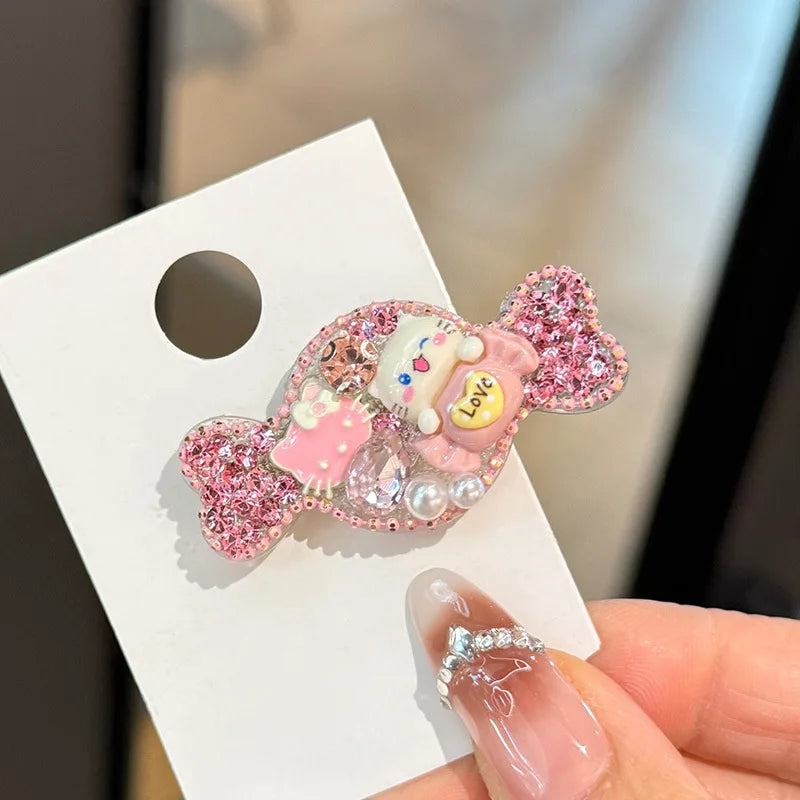 Hello Kitty Sweet Kawaii Candy Rhinestone Diamond Hair Clip Accessory