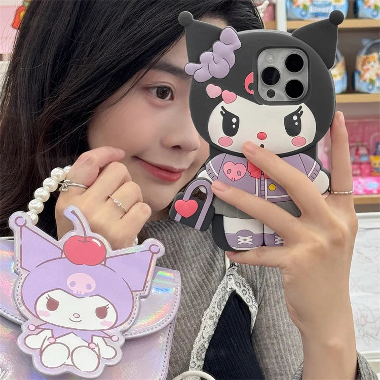 Hello Kitty x Kuromi Kawaii Uniform Silicone Phone Case