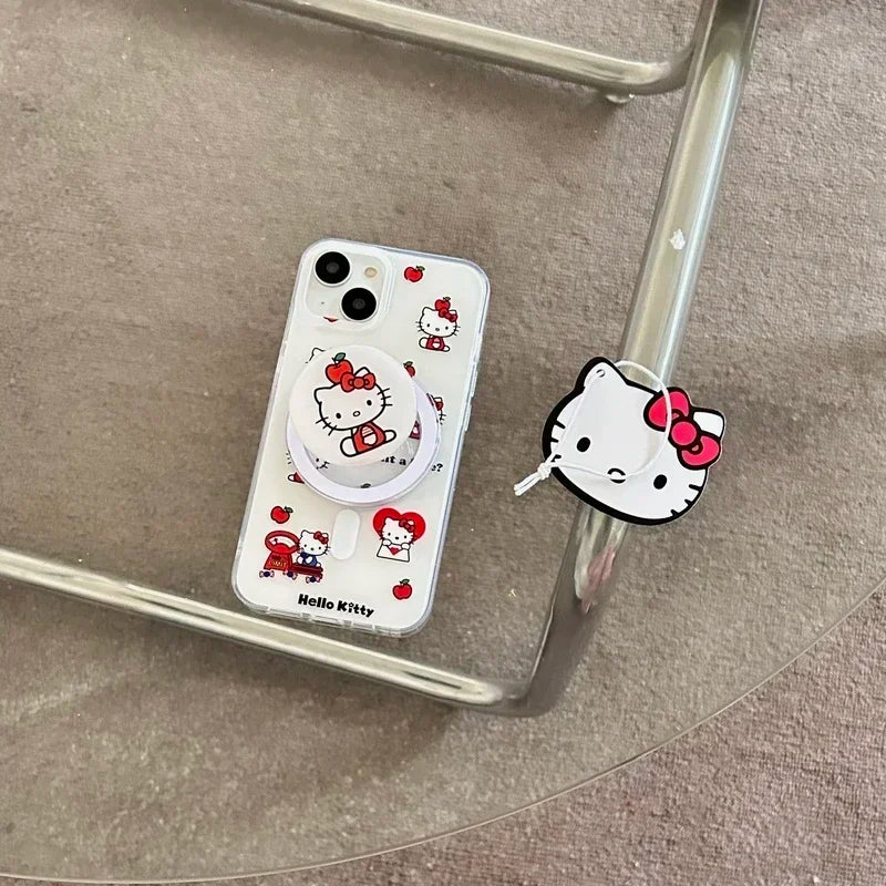 Hello Kitty Red Apple Magnetic Card Wallet Holder Phone Case