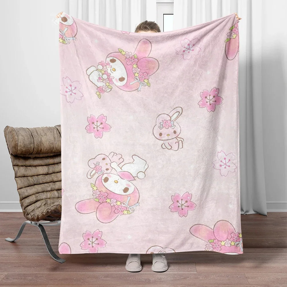 Sanrio My Melody x Kuromi x Hello Kitty Soft Flannel Blanket