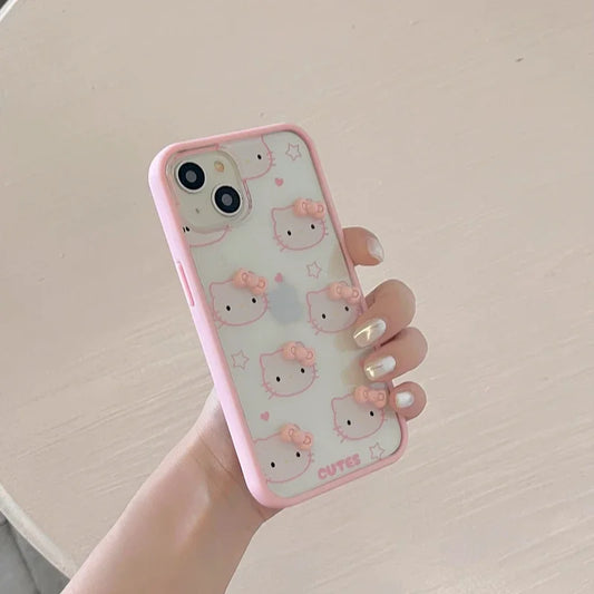 Hello Kitty Pink Cute Heart Star Clear iPhone Case