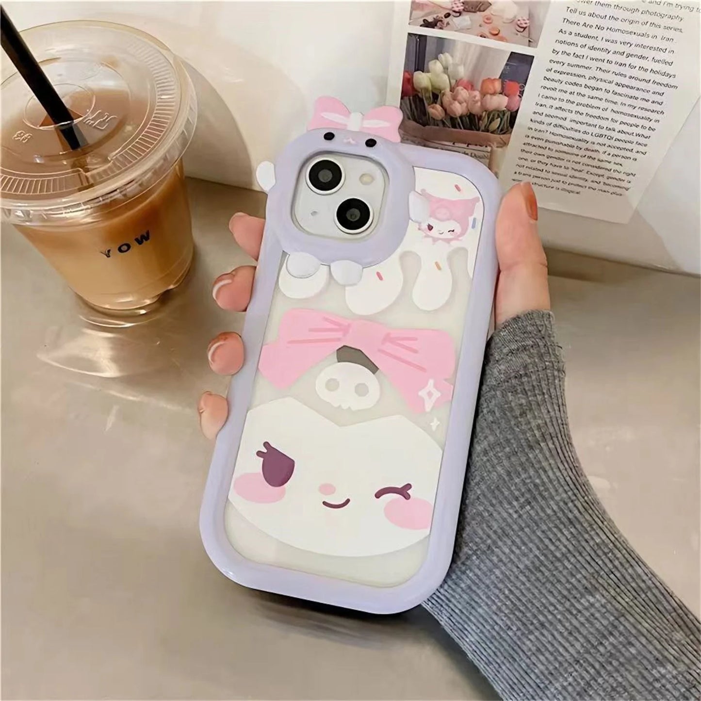 Kuromi Wink Cute Bow Kawaii Purple Pastel Phone Case