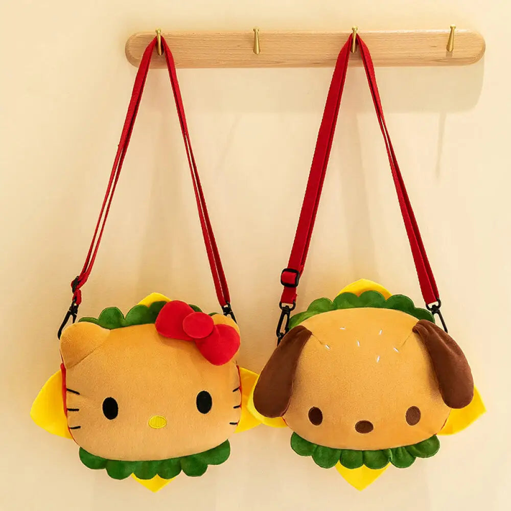 Hello Kitty & Pochacco Hamburger Plush Bag