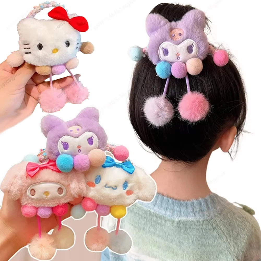 Hello Kitty Plush Fluffy Cute Hair Accessory Pompom