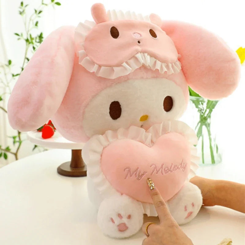 Kuromi & My Melody Pastel Sleepy Pajama Heart Plushie