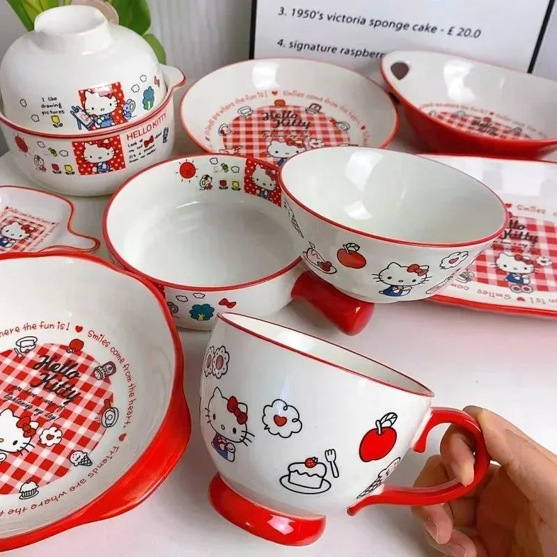 Hello Kitty Ceramic Bowl Plate Set