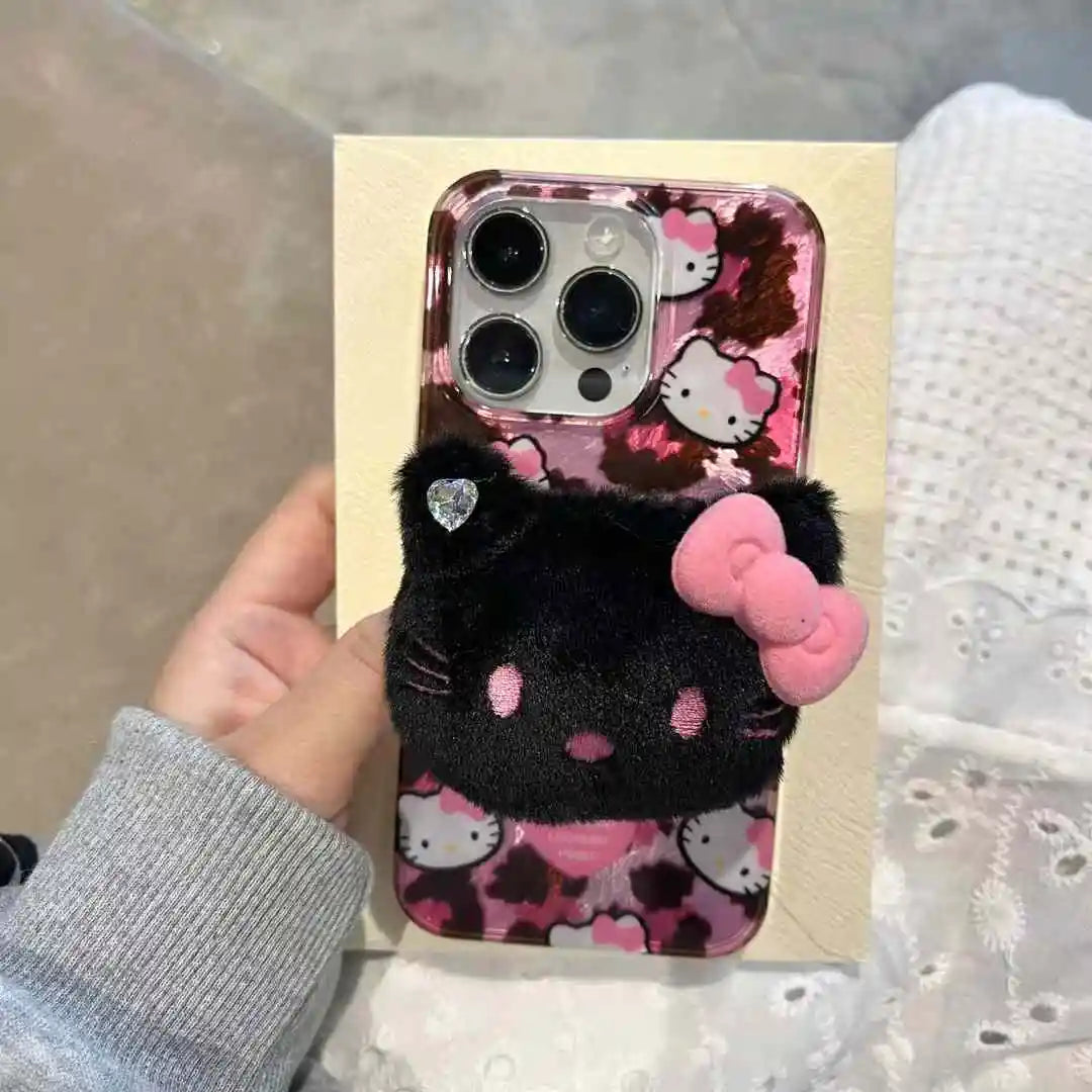 Hello Kitty Leopard Print Plush Phone Case