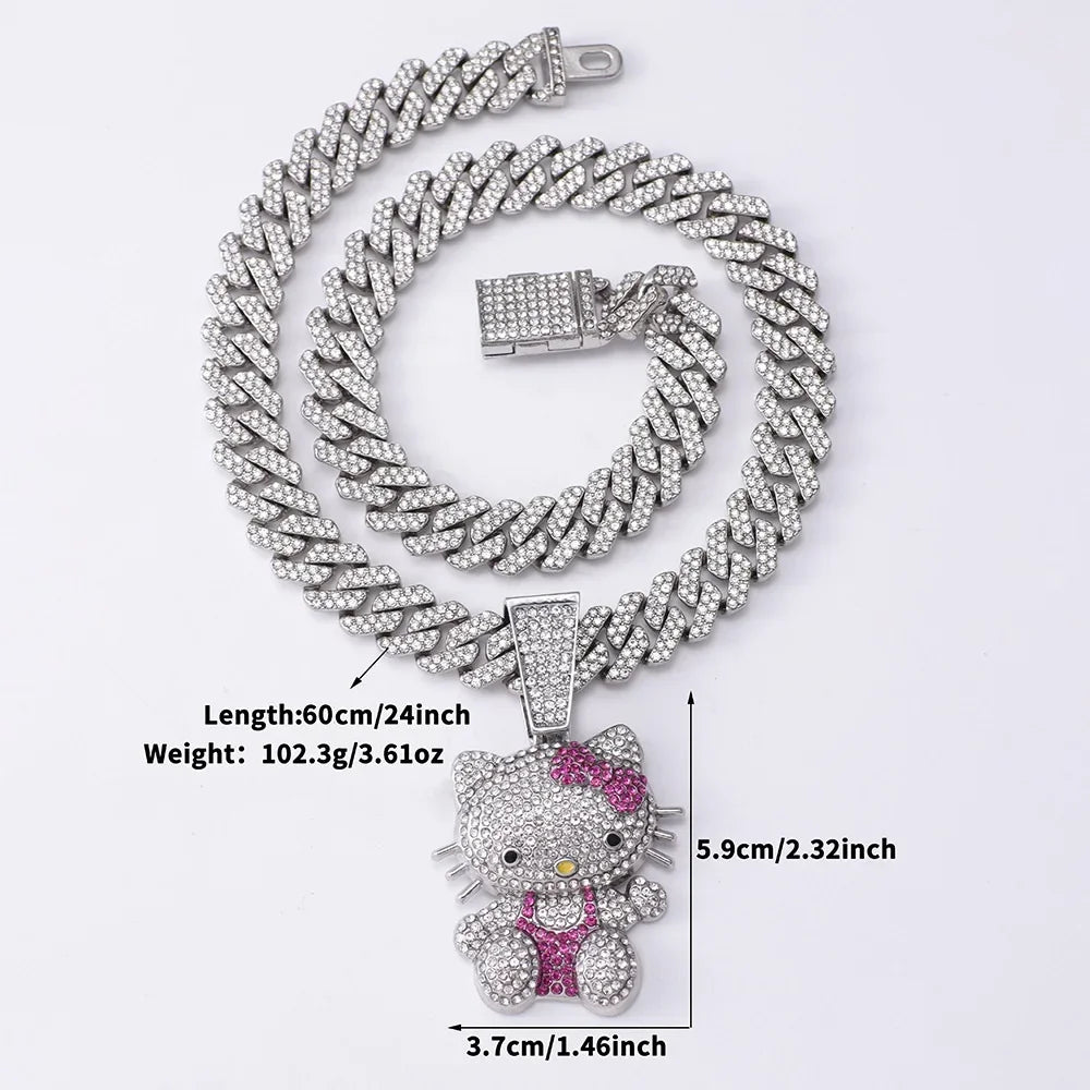 Hello Kitty Necklace Cute Diamond Cuban Chain