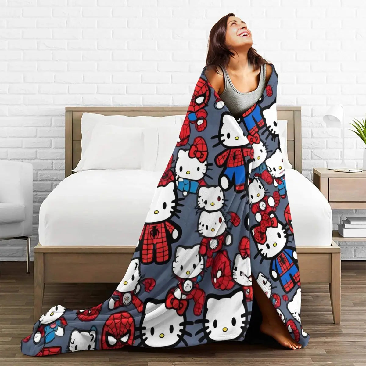 Hello Kitty & Spider Man Plush Blanket