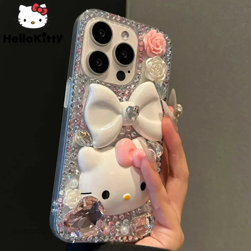 Hello Kitty Rose Bow Rhinestone Phone Case