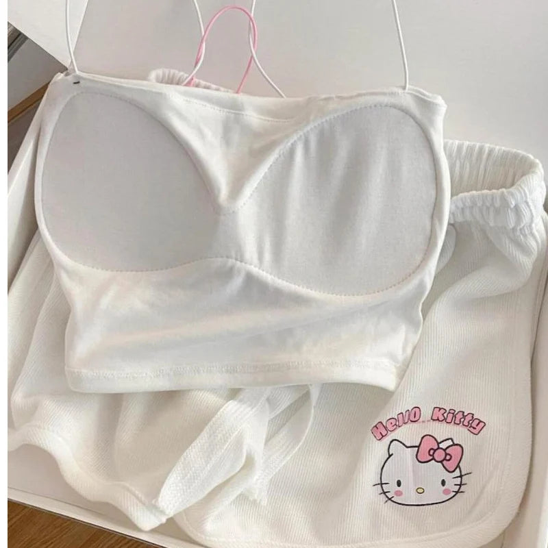 Hello Kitty White Tank Top Shorts Two Piece Set Outfit