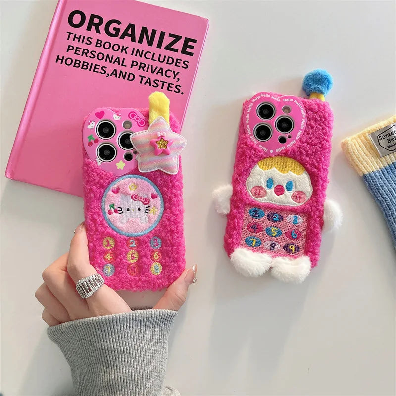 Hello Kitty Cute Plush Embroidered Phone Case